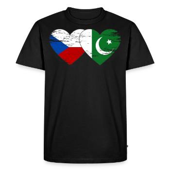 République tchèque Drapeau pakistanais coeur utilisé - T-shirt Premium bio Homme - noir - Devant - Nico (187cm)
