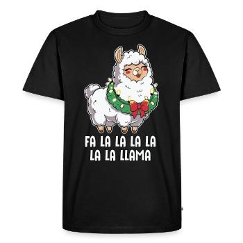 Fa La La Llama Funny Christmas Llama - Men's Premium Organic T-Shirt - black - Front - Nico (187cm)