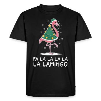 Fa La La Lamingo Funny Christmas Flamingo - Men's Premium Organic T-Shirt - black - Front - Nico (187cm)