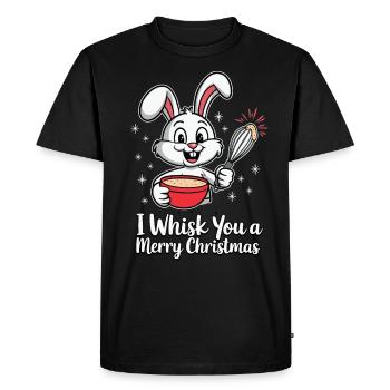 Je t’emporte un joyeux Noël Lapin de Noël - T-shirt Premium bio Homme - noir - Devant - Nico (187cm)