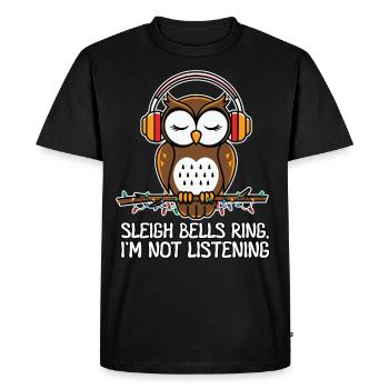 Sleigh Bells Ring Funny Owl Christmas - Men's Premium Organic T-Shirt - black - Front - Nico (187cm)