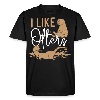 Loutre J’aime les loutres - T-shirt Premium bio Homme - noir - Devant - Nico (187cm)