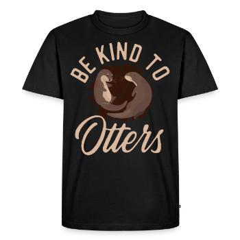 Loutre Jeu de mots Soyez gentil avec les loutres - T-shirt Premium bio Homme - noir - Devant - Nico (187cm)