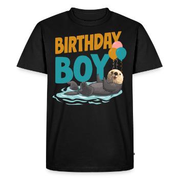 Loutre Anniversaire Garçon Anniversaire Garçon - T-shirt Premium bio Homme - noir - Devant - Nico (187cm)