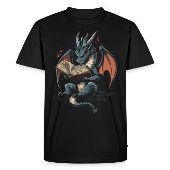 Playful Gray Dragon Magical Talesfa - Men's Premium Organic T-Shirt - black - Front - Nico (187cm)