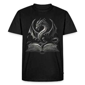 Black and White Dragon – Epic Fantasy for Readers - Men's Premium Organic T-Shirt - black - Front - Nico (187cm)