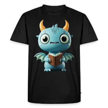 Playful Blue Dragon – Fantasy for Readers - Men's Premium Organic T-Shirt - black - Front - Nico (187cm)