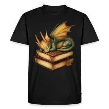 dragonDragon doré endormi – fantasy sur - T-shirt Premium bio Homme - noir - Devant - Nico (187cm)