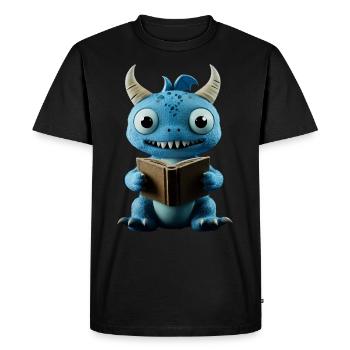 Drôle de dragon bleu fantaisie pour les amateurs de livres - T-shirt Premium bio Homme - noir - Devant - Nico (187cm)