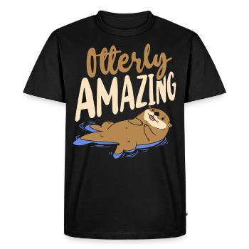 Otter Pun Otterly Amazing - Men's Premium Organic T-Shirt - black - Front - Nico (187cm)