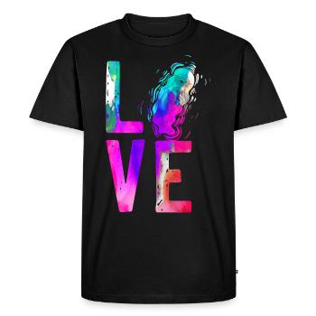 Loutre Aquarelle Amour - T-shirt Premium bio Homme - noir - Devant - Nico (187cm)