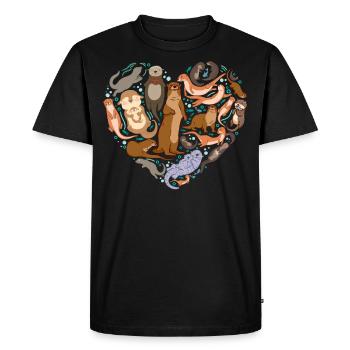 Otter Heart - Men's Premium Organic T-Shirt - black - Front - Nico (187cm)
