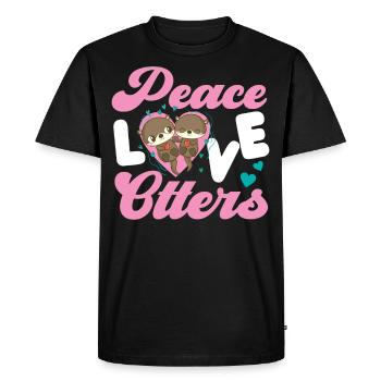 Loutre Fille Paix Amour Loutres - T-shirt Premium bio Homme - noir - Devant - Nico (187cm)