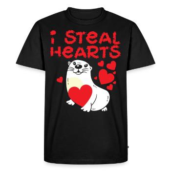 Otter Valentines Day I Steal - Men's Premium Organic T-Shirt - black - Front - Nico (187cm)