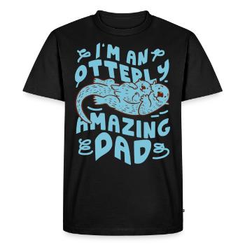 Otter Dad Pun I'm An Otterly - Men's Premium Organic T-Shirt - black - Front - Nico (187cm)