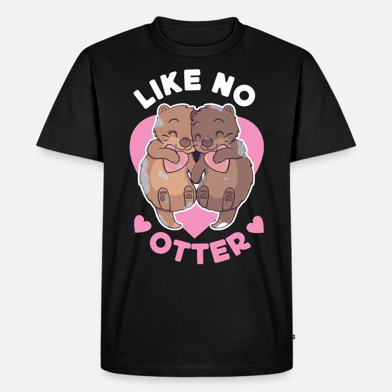 Otter Pun Like No Otter - Männer Premium Bio T-Shirt - Schwarz