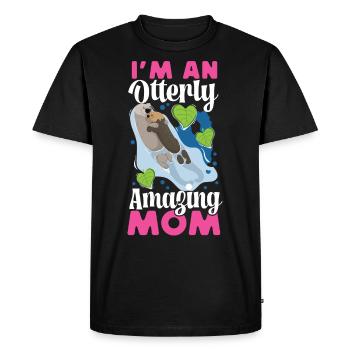 Otter Mom Pun I'm An Otterly - Men's Premium Organic T-Shirt - black - Front - Nico (187cm)