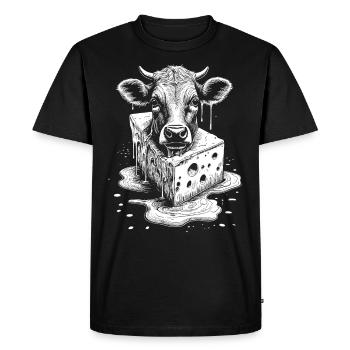 Chemise à raclette culinaire avec motif original vache - T-shirt Premium bio Homme - noir - Devant - Nico (187cm)