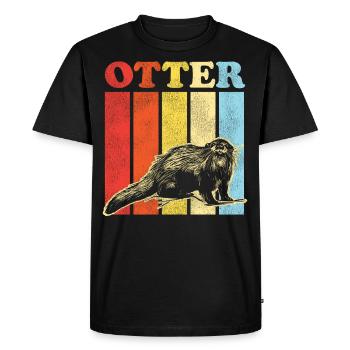Loutre Rétro Vintage Loutre - T-shirt Premium bio Homme - noir - Devant - Nico (187cm)