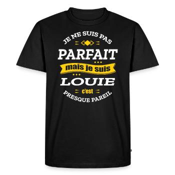 LOUIE PARFAIT - PRENOM LOUIE - T-shirt Premium bio Homme - noir - Devant - Nico (187cm)