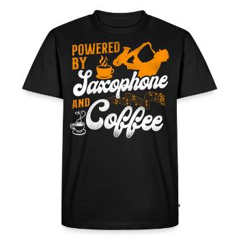 Saxophone Coffee Powered By - Men's Premium Organic T-Shirt - black - Front - Nico (187cm)