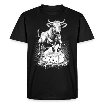 Cheese Cow Joy – Switzerland Shirt - Men's Premium Organic T-Shirt - black - Front - Nico (187cm)