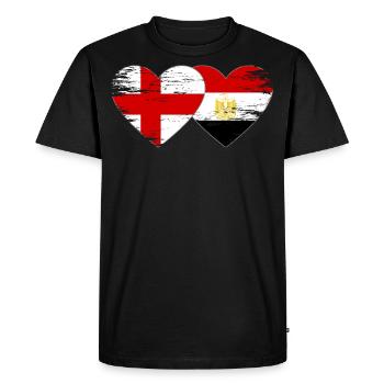 Angleterre Egypte Drapeau Mains Coeur Forme Utilisé - T-shirt Premium bio Homme - noir - Devant - Nico (187cm)