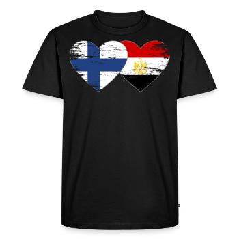Finlande Egypte Drapeau Mains Coeur Forme Utilisé - T-shirt Premium bio Homme - noir - Devant - Nico (187cm)