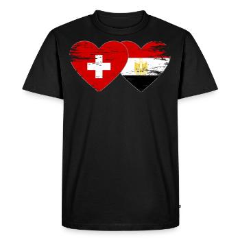 Suisse Egypte Drapeau Mains Coeur Forme Utilisé - T-shirt Premium bio Homme - noir - Devant - Nico (187cm)