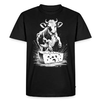 Swinging cow: Your cheese hero shirt! - Men's Premium Organic T-Shirt - black - Front - Nico (187cm)