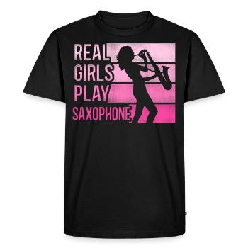 Saxophone Rétro Vintage Real Girls - T-shirt Premium bio Homme - noir - Devant - Nico (187cm)