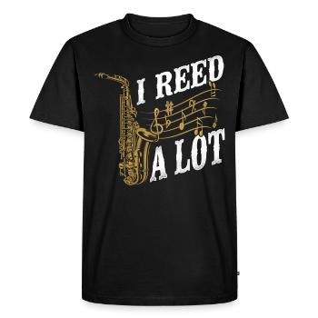 Saxophone Jeu de mots I Reed A Lot - T-shirt Premium bio Homme - noir - Devant - Nico (187cm)