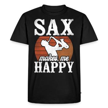 Saxophone Pun Sax Makes Me Smile - Men's Premium Organic T-Shirt - black - Front - Nico (187cm)