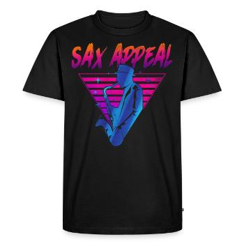 Saxophone Retro Vintage Sax Appeal - Men's Premium Organic T-Shirt - black - Front - Nico (187cm)
