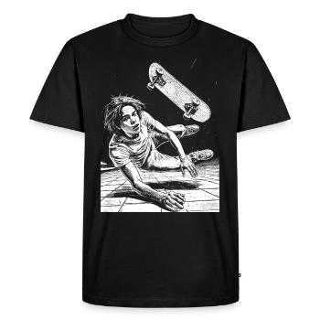 Shirt Design: Action-packed Skateboard Fall - Men's Premium Organic T-Shirt - black - Front - Nico (187cm)