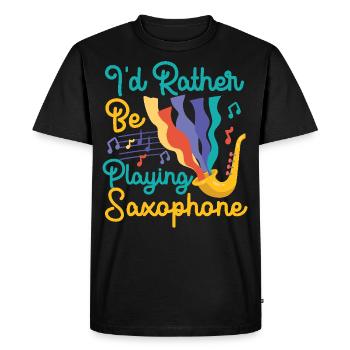 Saxophones que je préfère jouer - T-shirt Premium bio Homme - noir - Devant - Nico (187cm)