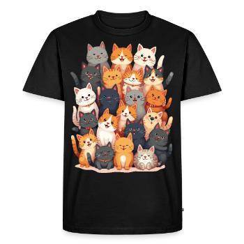 Happy Cats Family - Men's Premium Organic T-Shirt - black - Front - Nico (187cm)