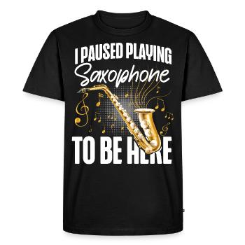 Saxophones I Paused Playing - Men's Premium Organic T-Shirt - black - Front - Nico (187cm)