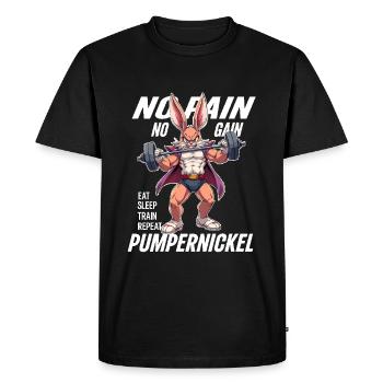 Pumpernickel - Gymnase Lapin Musculation Sport Fitness - T-shirt Premium bio Homme - noir - Devant - Nico (187cm)