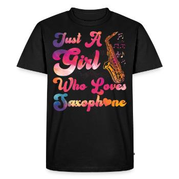 Saxophone Girl Just A Girl Who - T-shirt Premium bio Homme - noir - Devant - Nico (187cm)