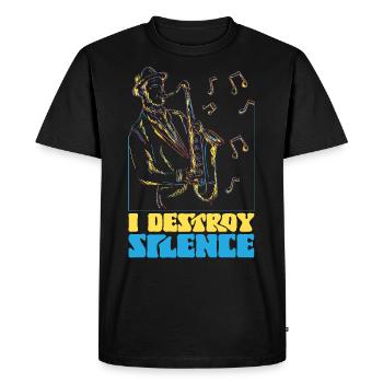 Saxophones I Destroy Silence - T-shirt Premium bio Homme - noir - Devant - Nico (187cm)