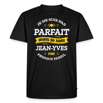 JEAN-YVES PARFAIT - PRENOM JEAN-YVES - T-shirt Premium bio Homme - noir - Devant - Nico (187cm)