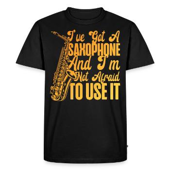 Saxophone J’ai un saxophone et - T-shirt Premium bio Homme - noir - Devant - Nico (187cm)