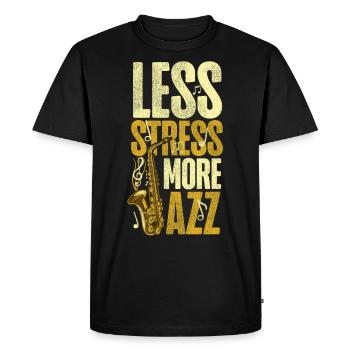 Saxophones Moins de stress Plus de jazz - T-shirt Premium bio Homme - noir - Devant - Nico (187cm)