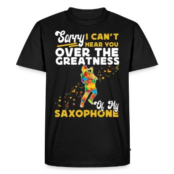 Saxophone Désolé je ne t’entends pas - T-shirt Premium bio Homme - noir - Devant - Nico (187cm)