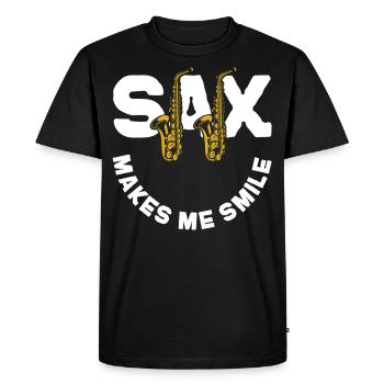 Saxophone Pun Sax Makes Me Smile - Men's Premium Organic T-Shirt - black - Front - Nico (187cm)