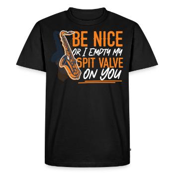 Saxophone Be Nice Or I Empty My - T-shirt Premium bio Homme - noir - Devant - Nico (187cm)