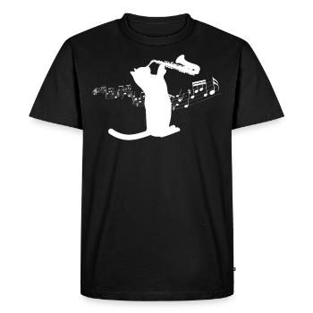 Saxophone Cat - Men's Premium Organic T-Shirt - black - Front - Nico (187cm)