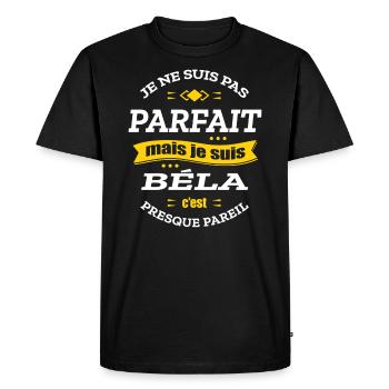 BÉLA PARFAIT - PRENOM BÉLA - T-shirt Premium bio Homme - noir - Devant - Nico (187cm)