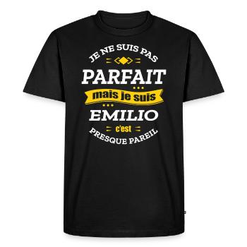 EMILIO PARFAIT - PRENOM EMILIO - T-shirt Premium bio Homme - noir - Devant - Nico (187cm)